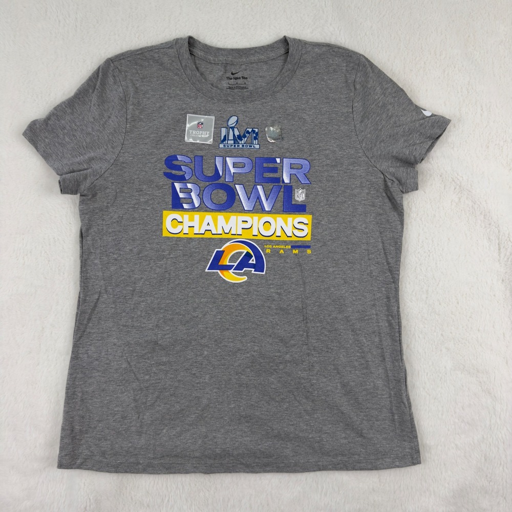 Nike Los Angeles Rams Super Bowl LVI Champions T-Shirt Mens Large Gray NFL Tee